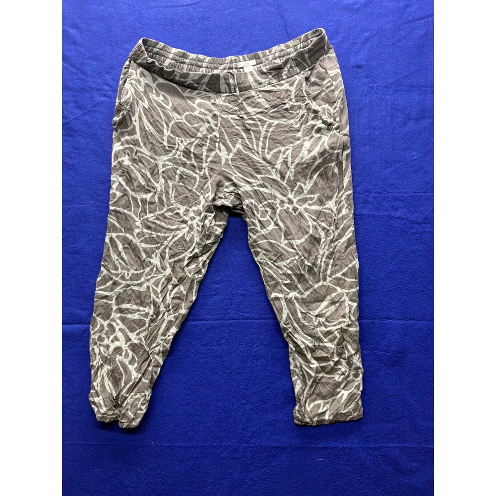 Boho Womens Gap Abstract Print Jogger Pants L Gray Sage Green